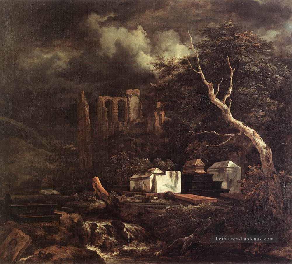 Le paysage du Cimetière juif Jacob Isaakszoon van Ruisdael Montagne Peintures à l'huile